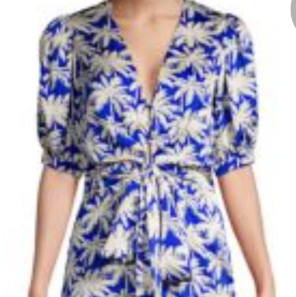 Alexis Avari Blue Palm Jumpsuit M